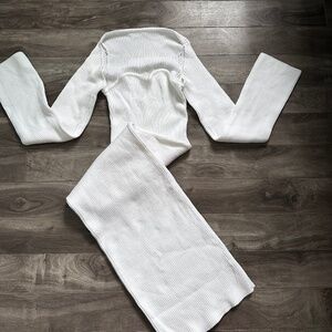 White dress midi cozy warm
